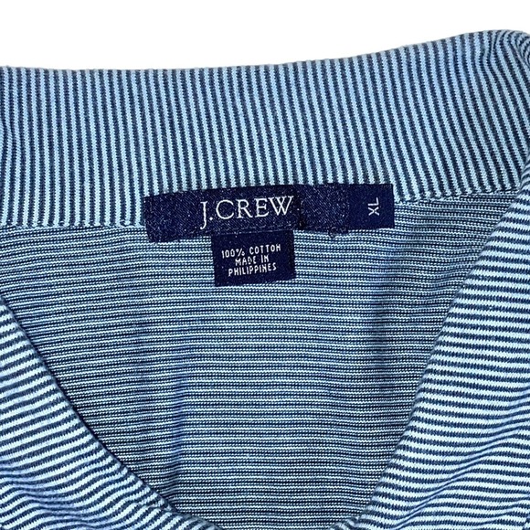 J. Crew Polo Shirt Men's X-Large XL Pinstripe Short Sleeve Blue 100% Cotton‎ EUC - Picture 4 of 8